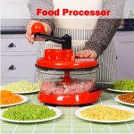 1PC Food Gridner Multi-functional Manual Food Processor Gralic Crusher Hand-powered Crank Chopper Mincer Blender With Clear Cont