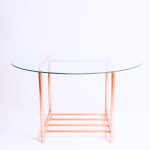 Large Copper Glass Top Coffee Table