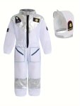 Boys Astronaut Character Clothing White Jumpsuit And Helmet Boys And Girls Party Clothes Funny Space Suit For Halloween Party