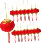 16PACK Chinese New Year Hanging Lantern Ornaments Red Velvet Small Lanterns