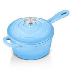 Enameled Cast Iron Sauce Pan With Lid Leonyo 1 Quart Saucepan With Lid Small Enamel Cast Iron Dutch Oven Kitchen Cookware For Al
