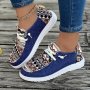 Women's Tribal Pattern Canvas Shoes Casual Round Toe Low Top Flat Sneakers Lightweight Outdoor Walking Shoes