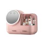 Cosmetics Storage Organizer Large With LED Lighted Mirror Pink