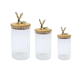 Golden Dear Food Storage Glass Jars 3PCS Set Glass Storage Jar With Lid