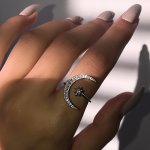 Inlaid Zirconia Crescent Moon Star Open Ring Elegant Alloy Finger Ring Jewelry Decoration Ramadan Gift For Eid Ramadan