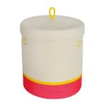 Lidded Cylinder Basket - Pink & Yellow