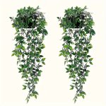 2PCS Artificial Hanging Mandevilla Greenery Plastic Vine Plants For Bathroom Living Room Home Decor Wedding Birthday Decoration