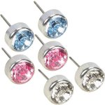 Blomdahl Silver Titanium Earrings Cubic Zirconia Swarovski Crystals Bezel