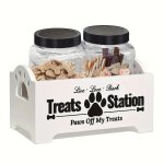 Wooden Pet Treat Holder T1 2 Containers