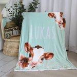Themedfleece Blanket Watercolor Grey And Green Farm Set