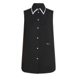 Contrast Sleeveless Blouse -black white
