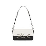 K signature Faux-pearl Shoulder Bag -black white