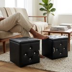Button-tufted Pu Leather Storage Ottoman