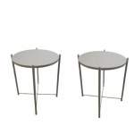 Smte Round Occasional Coffee Table Set Of 2 White With Keychain