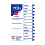 Marlin File Dividers Indexes Polyprop: Jan. To Dec. - Pack Of 10