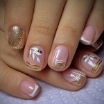 24-PIECE Golden Glitter Plant Pattern Short Square Nail Tips Set With Strobe Finish Includes Jelly Glue & Nail File - Mixed Colo