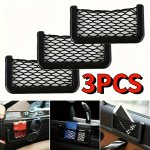3PCS Car Seat Side Storage Mesh Bags With Dual-sided Elastic Straps - Durable Plastic Organizer For Vehicle Accessories