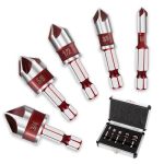 5PCS Countersink Drill Bit Set 82 Degree 5-FLUTE Industrial-grade Hss 1 4" Hex Shank Sizes 1 4"-3 4" For Wood Plastic Fiberboard