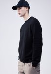 Regular Fit Ribbed Sweatshirt - Black
