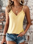 LaCie Lace Trim Spaghetti Strap Top Casual Sleeveless Cami Top For Spring & Summer Women's Clothing