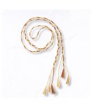 Braided Tassel Suede Belt - Cream Free