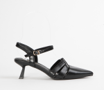 Black Kitten Heel Sandals For Women - 8 Black