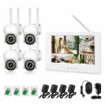 2MP Wireless Security Camera Kit With 8-INCH Monitor 4 Outdoor Wifi Cameras