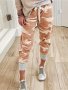 Camo Print Fitted Bottom Joggers Casual High Drawstring Waist Crop Pants For Spring & Summer Women's Clothing
