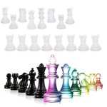 16PCS Chess Resin Silicone Mold Upgrade 3D 16 Pieces Chess Mold Kit For Resin Casting Full Size Chess Epoxy Molds For Adult Fami
