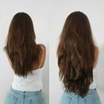 Clip In 100% Real Human Hair Extensions Silky Straight Full Head 8 Pieces 22"-110G 04 Medium Brown