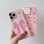 2pcs Pink Bow Large Hole Frosted All-inclusive Anti-fall Mobile Phone Case Suitable For Apple 15PROMAX/15PLUS/15PRO/15/14PROMAX/14PLUS/14PRO/14/13PROMAX/13PRO/13/12PROMAX/12PRO/12 11PROMAX/11PRO/11/XSMAX/XR/XS/7#8PLUS/7#8 Protective Cover