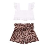 Leopard Shorts With White Top Set 4-5Y - The Purple Lovey