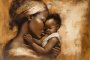 Canvas Wall Art - African Woman Carrying A Toddler - A1489 - 120 X 80 Cm