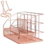 Desk Organizer Set Wire Mesh Stationery Organizer And Cell Phone Holder