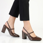 Madison Qia Almond Toe Slingback Block Heel - Chocolate - 8