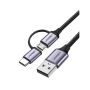 Ugreen 2-IN-1 USB Cable 3A Fast Charging Cable - USB 2.0 To Micro USB + Type-c Data Cable Aluminum High-speed Data Sync Transfer 1M Retail Box 1 Y