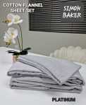 Simon Baker - Cotton Flannel Sheet Set - Platinum - King Bed