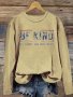 Be Kind Print T-Shirt Casual Crew Neck Long Sleeve Top For Spring & Fall Women's Clothing