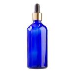 100ML Blue Glass Aromatherapy Bottle With Pipette - Black & Gold Collar 18 110