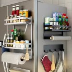1PC Kitchen Storage & Organization Strong Magnetic Tissue Holder Spice Holder Plastic Wrap Holder With Shelves And Hooks Suitabl