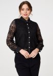 Long Sleeve Lace Shirt - Black