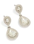 Silver Small & Big Teardrop Diamante Earrings