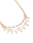 Goldair Gold Pink Diamantes Triple Layered Necklace