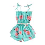 Turquoise Floral Jumpsuit With Belt