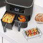 113-PIECE Stainless Steel Air Fryer Accessories Set With Dual Basket Skewers And Rectangular Grill Rack For Home Use