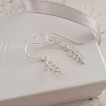 Haisley 925 Sterling Silver Cz Leaf Dangle Earrings Size 6X12MM