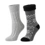 2 Pairs Men Black Grey Thermal Fuzzy Fleece Slipper Winter Socks Warm&thick