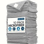 10 Pack Microfiber Cleaning Cloths: Durable Absorbent Stain & Grease Removal Multi-purpose Kitchen & Bathroom Towels