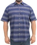 Mens Short Sleeve Stripe Slub Shirt - 8XL Drk Navy