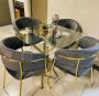 Efurn- Jy 4 Seater Dining Set With Square Glass Table Grey